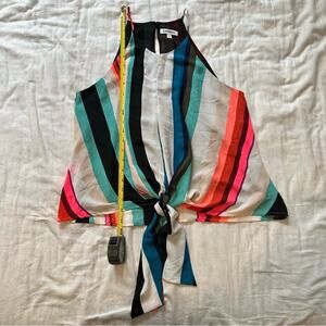 Express Y2K Sleeveless Tank Blouse With Front Tie Detail